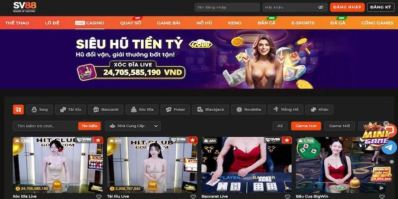 Kho trò chơi SV88 đang cung cấp