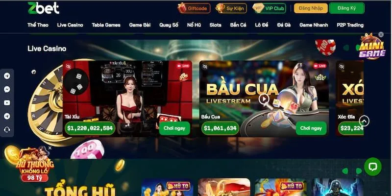 Kho trò chơi Zbet đang cung cấp